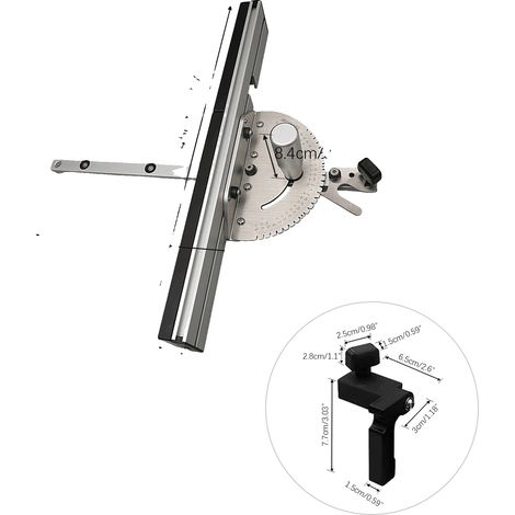 Jauge de coupe, angles réglables, construction en aluminium durable, Argent (1/2)