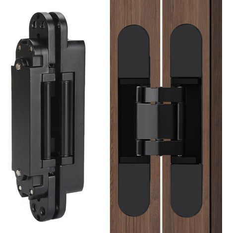 Verstellbares 3D-Kreuzscharnier, unsichtbares Scharnier, verdecktes Türscharnier, Tragkraft 40 kg, schwarz (1/5)