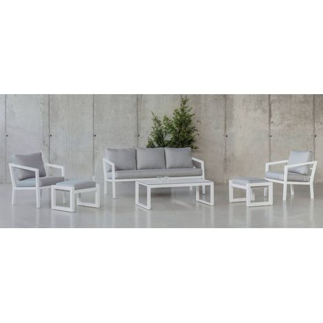 Conjunto terraza jardín aluminio Acapulco-8 con estructura en blanco. (1/5)