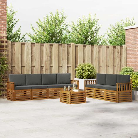vidaXL Set divani 8 pz Naturale e Antracite Legno di Acacia Massello (1/5)