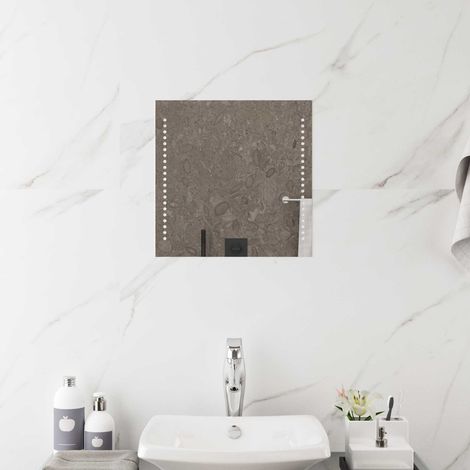 Teenpull – LED-Badezimmerspiegel Transparent 40 x 40 cm Gehärtetes Glas (1/5)