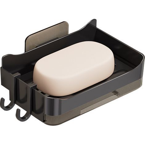 Porta sapone grigio, 1 pezzo, 13x8,5x4,5 cm, senza foratura, adesivo potente, porta sapone da parete, mensola per bagno. (1/5)