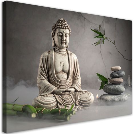 Image sur Toile, Pierres bouddha plantes spa zen,30x20 (1/4)