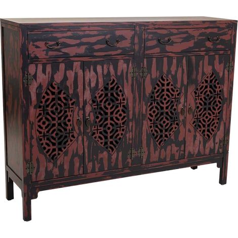 Aparador de madera rojo 136x36x106
