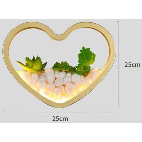 Applique Murale - Coeur - Métal Doré - Abat-jour Acrylique - 3000 K - Blanc Chaud - 1 Pièce (1/4)