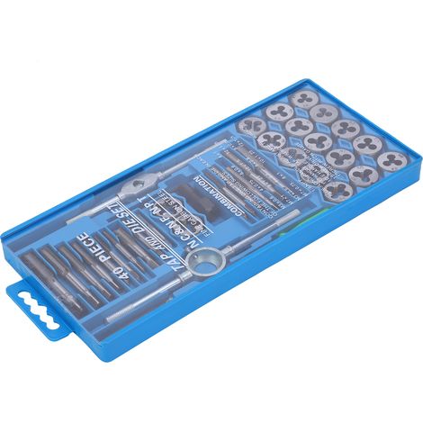 Jeu de 40 pièces filière et taraud métrique, acier au carbone, outil de filetage manuel pour atelier (1/5)