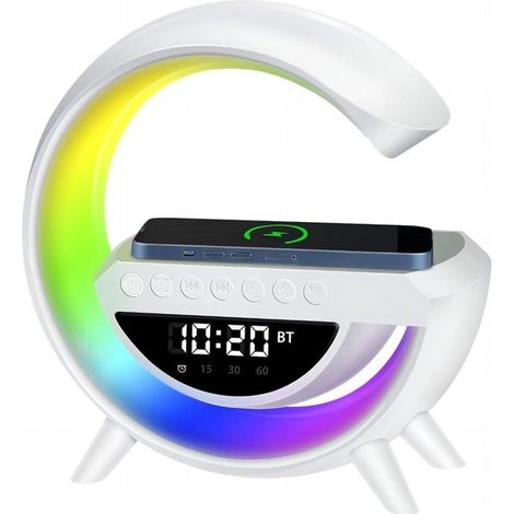 Altavoz Bluetooth,1 unidad,Lámpara de escritorio inalámbrica recargable,LED,Luz nocturna para mesita de noche,Decoración de dormitorio,Blanco (1/5)