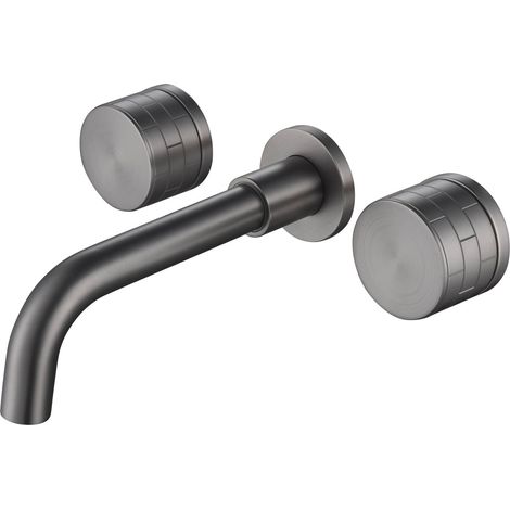 Robinet de lavabo mural 052 en laiton gun black collection Pernesse (1/4)