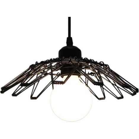 Suspension vintage, abat-jour E27 en métal noir pour salon, cuisine, bar (1/4)