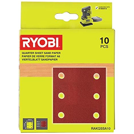 Kit di 10 dischi abrasivi RYOBI 80 - 100 - 120 - 120 - 240 - 113 x 106 mm - RAKQSSA10 (1/2)
