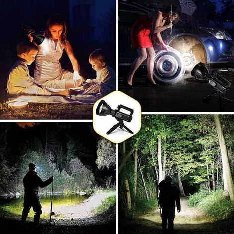 Lampe de Poche,Projecteur de poche rechargeable, lampe de poche super lumineuse de 90 000 lumens, 4 modes étanche projecteur (1/4)