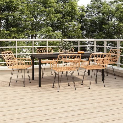 7-tlg. Garten-Essgruppe Poly Rattan