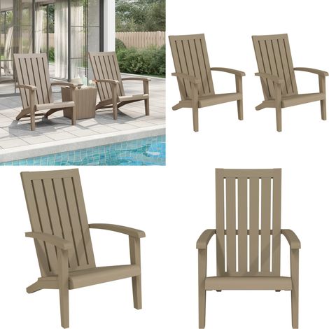 Sedie Adirondack da Giardino 2 pz Polipropilene Marrone Chiaro - Sedie da esterno - Sedie da giardino in polipropilene