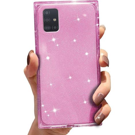 Funda cuadrada con purpurina para Samsung Galaxy A51 4G, color oro rosa (1/2)