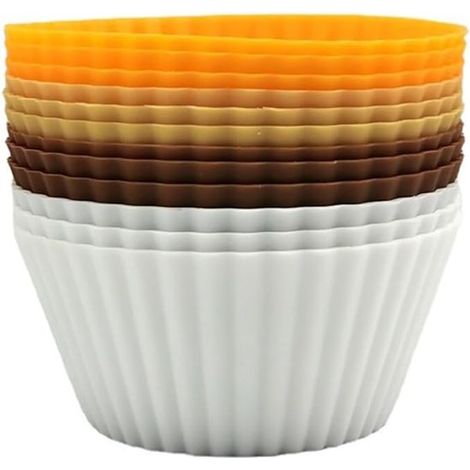 Cupcake Förmchen Wiederverwendbare Silikon Backformen Muffinformen Runde Kuchenformen Backen zum Selbermachen 12 Stück (1 Packung) 7 cm