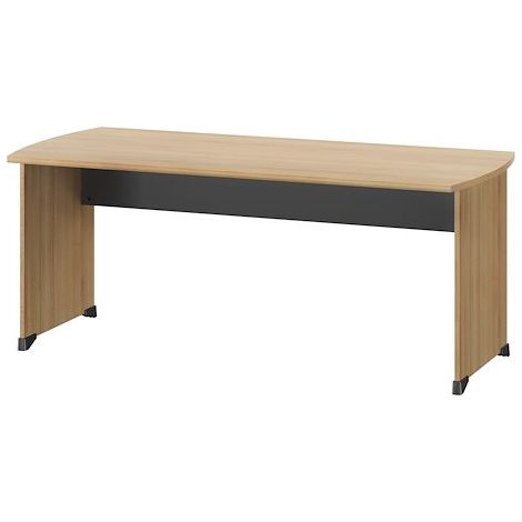 Bureau droit chêne L 180 x P 80 cm piètement plein bois - Jazz - Maxiburo (1/2)
