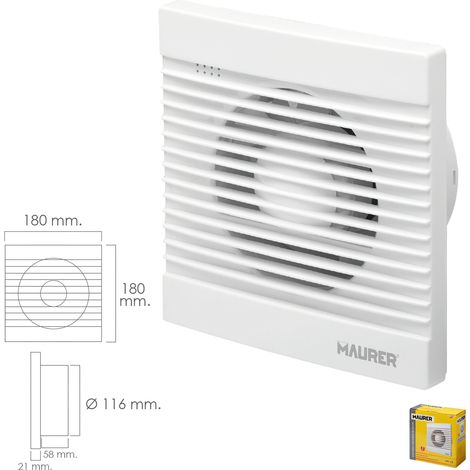 Extracteur de fumée pour salle de bain 16 Watt. Sortie 116 mm.