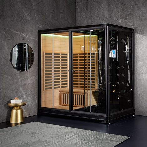 Combi Sauna Infrarouge Douche Hammam Boreal® IR-H 220G BLACK - gauche (1/5)