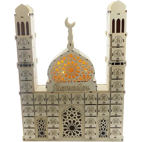 Ramadan-Countdown-Kalender zum Selbermachen: Eid-Mubarak-Ornament aus Holz für die Schublade – Dekoration für Zuhause und Partys