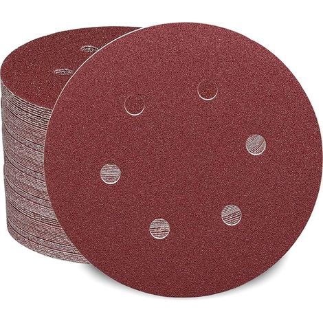 Jeu de 100 disques abrasifs de 150 mm, grains 40/60/80/120/180/240/320/400/600/1000, 6 trous, idéal pour le ponçage, le polissage et le décapage de la rouille. (1/5)