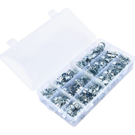 Kit d'assortiment de 135 mini colliers de serrage pour tuyau d'arrosage en acier au carbone de 8 à 18 mm. (1/5)