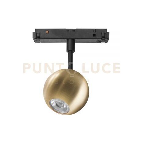 NARDO SP - FARETTO PROIETTORE REGOLABILE ORO TONDO INCASTRO MAGNETICO PER BINARIO 48V 3000K 410LM 8,5W