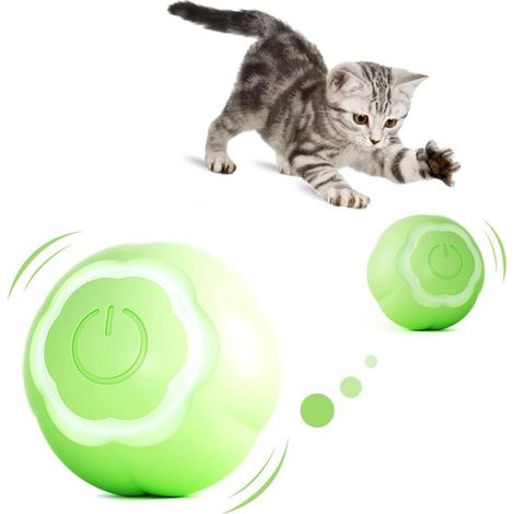 Juguete interactivo para gatos, Pelota auto, rodante para gatos y perros, Recargable, Juguetes eléctricos para gatos, Inteligencia, Verde (1/5)