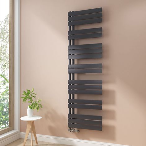 Heilmetz Handtuchheizkörper Warmwasser Badheizkörper Anthrazit 160 x 50 cm 809W Flach Design Seitenanschluss