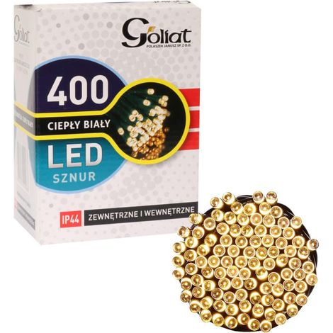 Catena di luci natalizie da esterno con 400 LED, luce bianca calda, grado di protezione IP44, lunghezza 19,95 m. (1/5)