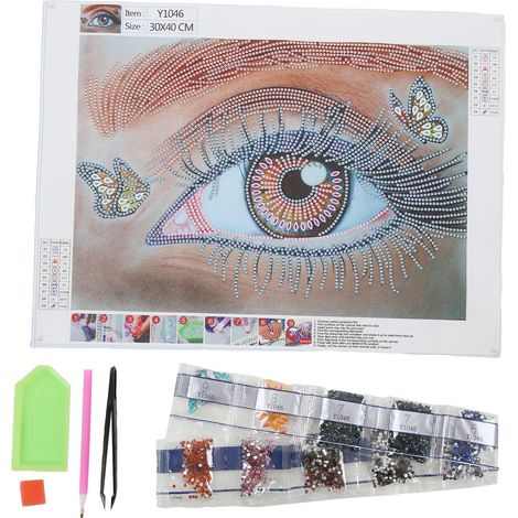 Tableau à Paillettes DIY Motif Œil Décor Murale Maison 30x40cm Création Manuelle (1/5)