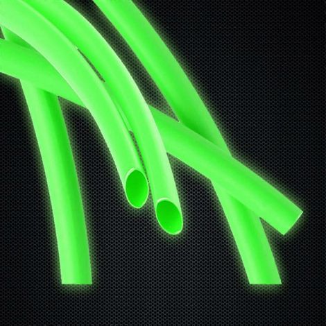 Gaine thermorétractable fluorescente verte 4,8 mm à taux de rétraction élevé, idéale pour les hameçons de pêche. (1/3)