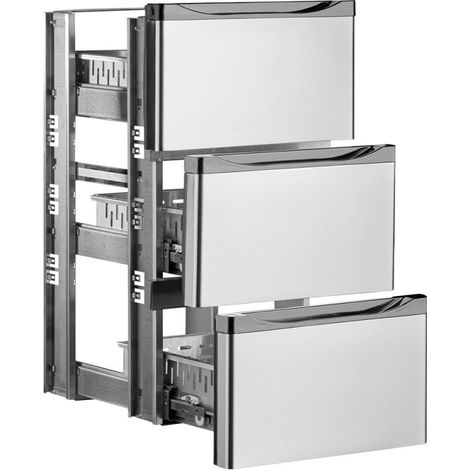 Kit bloc tiroirs acier inox 3 fois 1/3 - Diamond