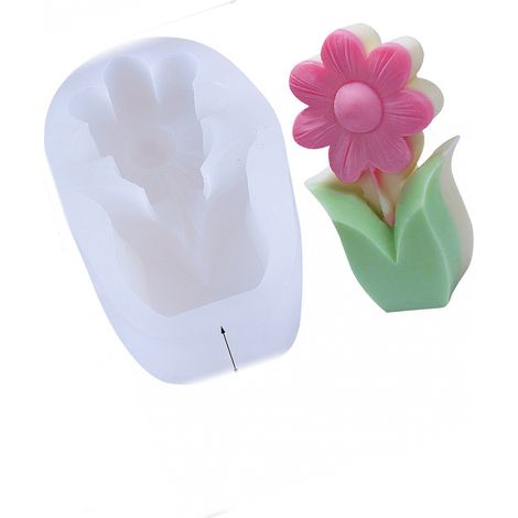 3D-Silikonform für Tulpen und Sonnenblumen – ideal für handgefertigte Duftkerzen, 4 verschiedene Ausführungen, realistische Blumenform, handgefertigte Dekoration (1/5)
