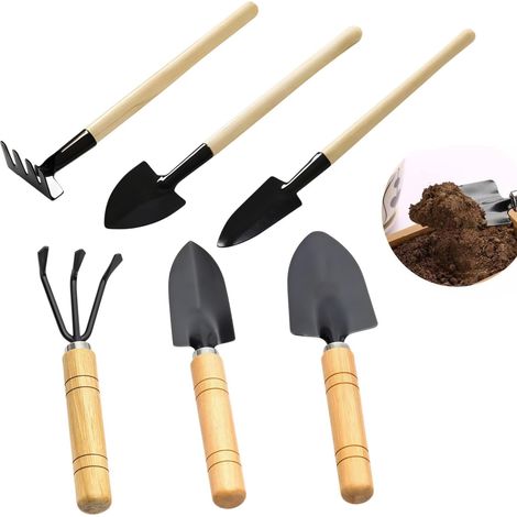 Kit Outils de Jardinage 6 Pièces,Pelle à Terreau Transplantoir Râteau à Fleurs Fourche,Jardinage Maison,Mini Outils de Jardinage Pot de Fleur Râteau Truelle Pelle Semis Plantation de Serre (1/5)