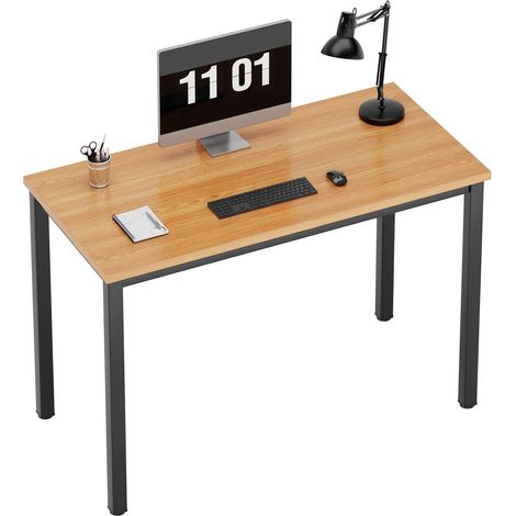 Soges Bureau d'Ordinateur Table d'Étude Bureau Informatiques Postes de Travail 100x60cm pour Bureau Salle à Manger Salon Cuisine,Teck et Noir