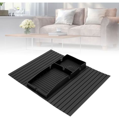 Plateau pour Accoudoir de Canapé Tablettes Multifunction Silicone Anti-Glissement Moderne Noir Compact 34x43cm (1/5)
