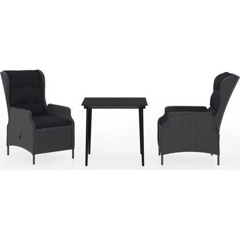 Set da pranzo da giardino mobili da esterno 3 pezzi grigio scuro 020013630