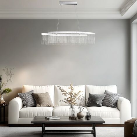 Aluminum Chain Chandeliers Tassels Drop Chandelier Hanging Light for Kitchen Island, 110cm (1/5)