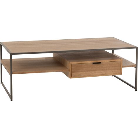 Meuble TV 1 tiroir 120x60x42,5 cm naturel - MILEO (1/5)