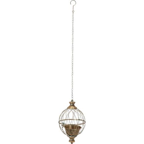 Jardinière Ronde S suspendue Métal Vieilli avec Chaîne - Ø 19,2 x H 32,5 cm - Livraison gratuite (1/2)