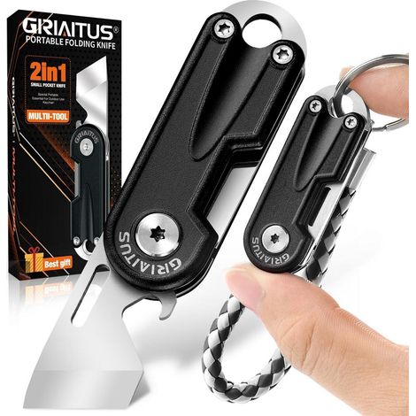 2in1 Multitool mit Flaschenöffner und Schlüsselanhänger, Edelstahl, Schwarz