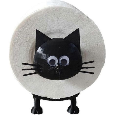 Porte-papier toilette et rangement pour rouleaux d'essuie-tout en forme de chat, organisateur de salle de bain au design mignon pour la décoration intérieure (1/4)