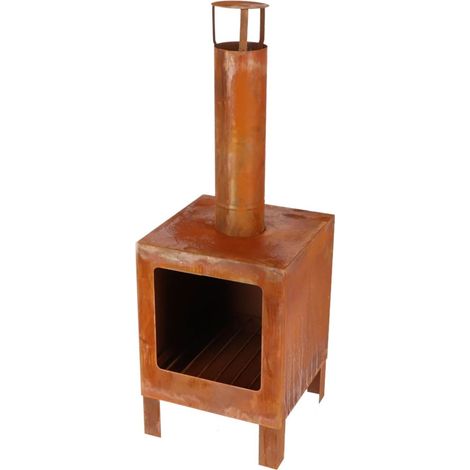 Cheminée d'extérieur - Rouillé - L 38,1 x P 38 x H 104,5 cm - Livraison gratuite (1/5)