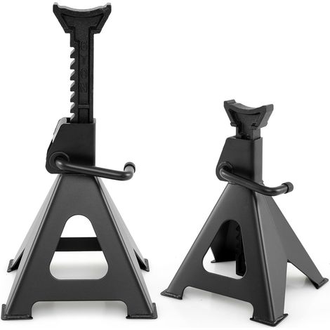COSTWAY Lot de 2 Crics de Levage de 6 T pour Tout Type de Véhicule, Cric de Levage de Voiture en Métal Robuste Hauteur Réglable 36-58,5 cm, Chandelles de Levage au Sol Autobloquantes (1/5)