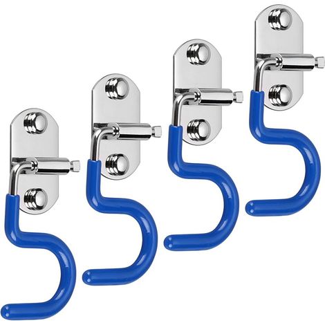 Lot de 4 Supports muraux, Acier inoxydable, Crochets type S, Antidérapant, Pour balais et serpillères, Cuisine et garage (1/5)