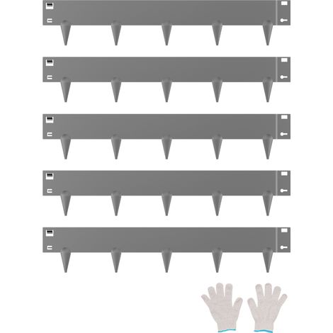 VEVOR Borde de Acero Galvanizado para Paisajismo, 990x181x1,5 mm, 5 Piezas de Borde de Metal Resistente a la Oxidación con Dientes Afilados, Divisor de Camino para Parterres de Flores, Gris Oscuro (1/5)