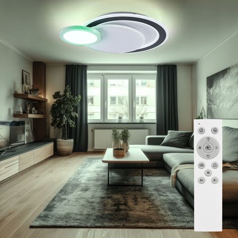 LED Deckenlampe Tageslichtlampe Designleuchte Wohnzimmerlampe schwarz, RGB-Farbwechsler Schwenkbar Dimmbar Fernbedienung CCT, 40W 2300lm 3000-6500K warmweiß-kaltweiß, L 57,5 cm