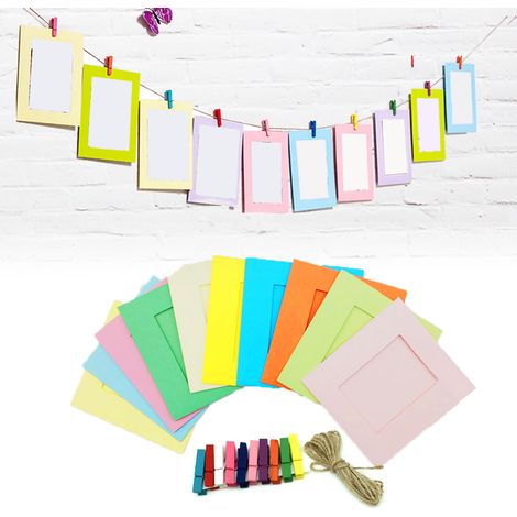 Cadre photo en papier kraft, 7,6 cm, à suspendre au mur, avec pinces et ficelle, pour les souvenirs de famille, les loisirs créatifs, 10 unités. (1/5)