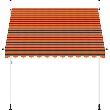 Auvent Marquise manuel rétractable, Store Banne pour Jardin Balcon Terrasse, 250 cm Orange et marron OIB3024E (1/5)