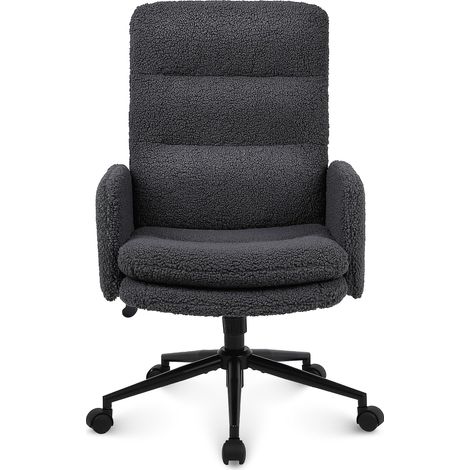 Desk Chair, Faux Cashmere, with High Backrest, Dark Grey
